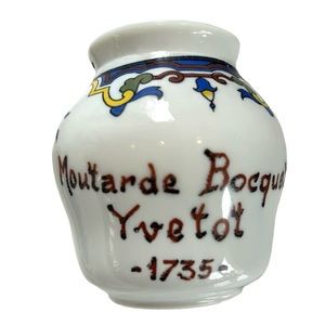 COPY - Moutarde Bocquet Yvetot 1735 French Mustard Jar Original Label NO LID